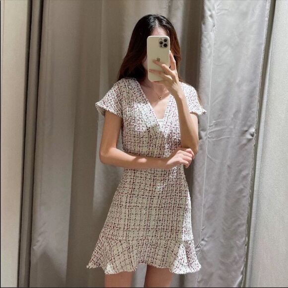 Zara textured weave dress with ruffle - Picture 3 of 7